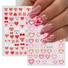 8 Sheets Valentine's Heart Nail Art Stickers Pink Plaid Heart Nail Decals 3D Self-Adhesive Bow Rose Nail Decals Stickers Strawberry Nail Supplies Nail Art for Women Nail Valentine's Decoration view 4
