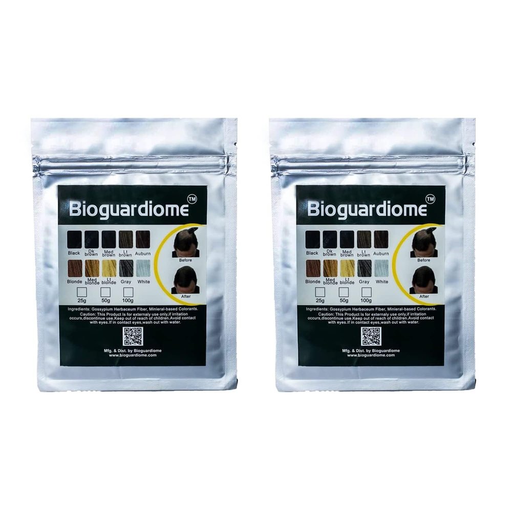 Bio-guar/diome/Hair Building Fiber Refill Bag (Black), Powder Based fibers | Natural Hair Thickening Fiber for Thin Hair Men & Women | Cover bald spot - 25gm (Pack of 2)(Black, Size: 50 gm)