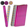 20 pc ALAZCO Premium Nail Files Coarse Medium Grit Professionals & DIY Washable Emery Boards for Natural Acrylic Gel Press-On Nails Travel TSA Friendly Geometric Pattern/Black & Pink Glitters view 1