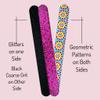 20 pc ALAZCO Premium Nail Files Coarse Medium Grit Professionals & DIY Washable Emery Boards for Natural Acrylic Gel Press-On Nails Travel TSA Friendly Geometric Pattern/Black & Pink Glitters view 2