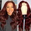 JHXIN 13 * 4 * 1 T Part Lace Wig, 33# Reddish Brown Body Wave Human Hair, 150%/180%/250% Density 8-28 Inch 160-320g(250% density,22 inch) view 2