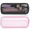 2 Pack Mesh Makeup Brush Bag Portable Mesh Travel Toiletry Bag with Zipper Clear Makeup Storage Bag Travel Makeup Brush Holder Cosmetics Makeup Brushes Organizer for Makeup Brush Toiletry(Pink, Black) view 1