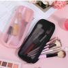 2 Pack Mesh Makeup Brush Bag Portable Mesh Travel Toiletry Bag with Zipper Clear Makeup Storage Bag Travel Makeup Brush Holder Cosmetics Makeup Brushes Organizer for Makeup Brush Toiletry(Pink, Black) view 2