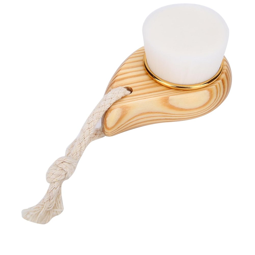 Cleansing Brush, Fiber Face Cleaning Brush Care Wooden Handle Super Soft Face Scrubber Brush Massager Brush