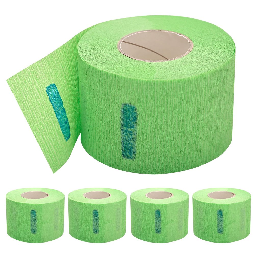Disposable Barber Neck Paper- 5 Rolls & 500 Neck Strips, Barber Supplies for Salon Hair Styling (Green)