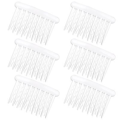 6 PCS Small Hair Side Comb Decorative Hair Combs Clear Plastic French Hair Accessories 17 Teeth Vintage Style Hair Clips Twist No Slip Veil Comb for Wedding Brides Women Girls Long Curly Straight Hair