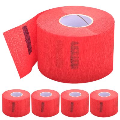 Disposable Barber Neck Paper- 5 Rolls & 500 Neck Strips, Barber Supplies for Salon Hair Styling (Red)