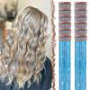 FESHFEN Clip in Hair Tinsel - 12 PCS Skyblue Clip ins Glitter Tinsel Hair Extensions Sparkle Fairy Dazzle Blue Colorful Accessories Kit for Women 20 Inch view 1