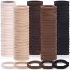150 Pcs Seamless Elastic Hair Ties No Damage for Thick & Thin Hair, Ponytail Holders, Elastics, Soft Pony Tails Bands for Women, 5 Neutral Colors view 1