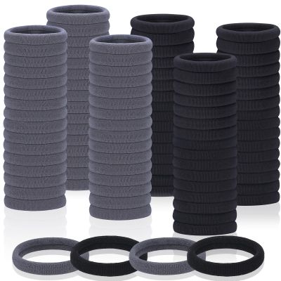 150 Pcs Seamless Elastic Hair Ties No Damage for Thick & Thin Hair, Ponytail Holders, Elastics, Soft Pony Tails Bands for Women, Black & Gray