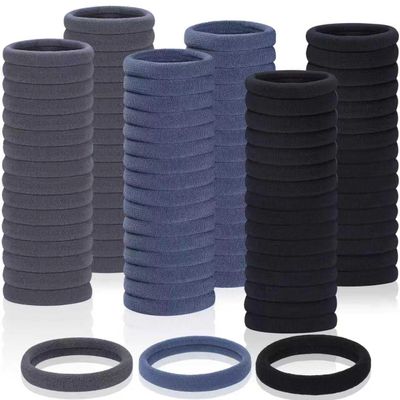 150 Pcs Seamless Elastic Hair Ties No Damage for Thick & Thin Hair, Ponytail Holders, Elastics, Soft Pony Tails Bands for Women, Black & Gray & Navy Blue