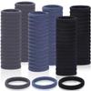 150 Pcs Seamless Elastic Hair Ties No Damage for Thick & Thin Hair, Ponytail Holders, Elastics, Soft Pony Tails Bands for Women, Black & Gray & Navy Blue view 1