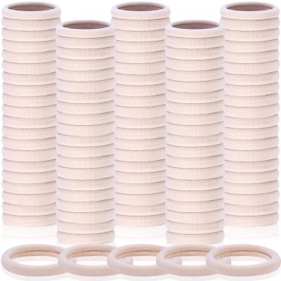 150 Pcs Seamless Elastic Hair Ties No Damage for Thick & Thin Hair, Ponytail Holders, Elastics, Soft Pony Tails Bands for Women, Beige