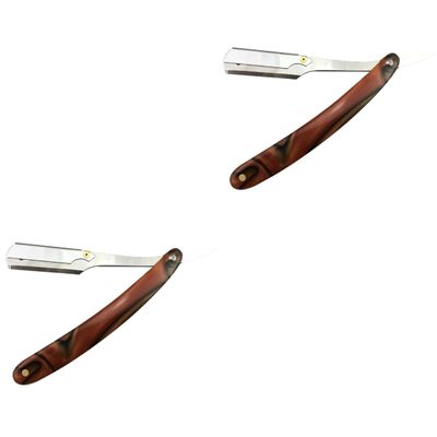 Healeved 2pcs Chic Manual Razor for Men Steel Razors Straight Vintage Style for Beard Hair Shaving
