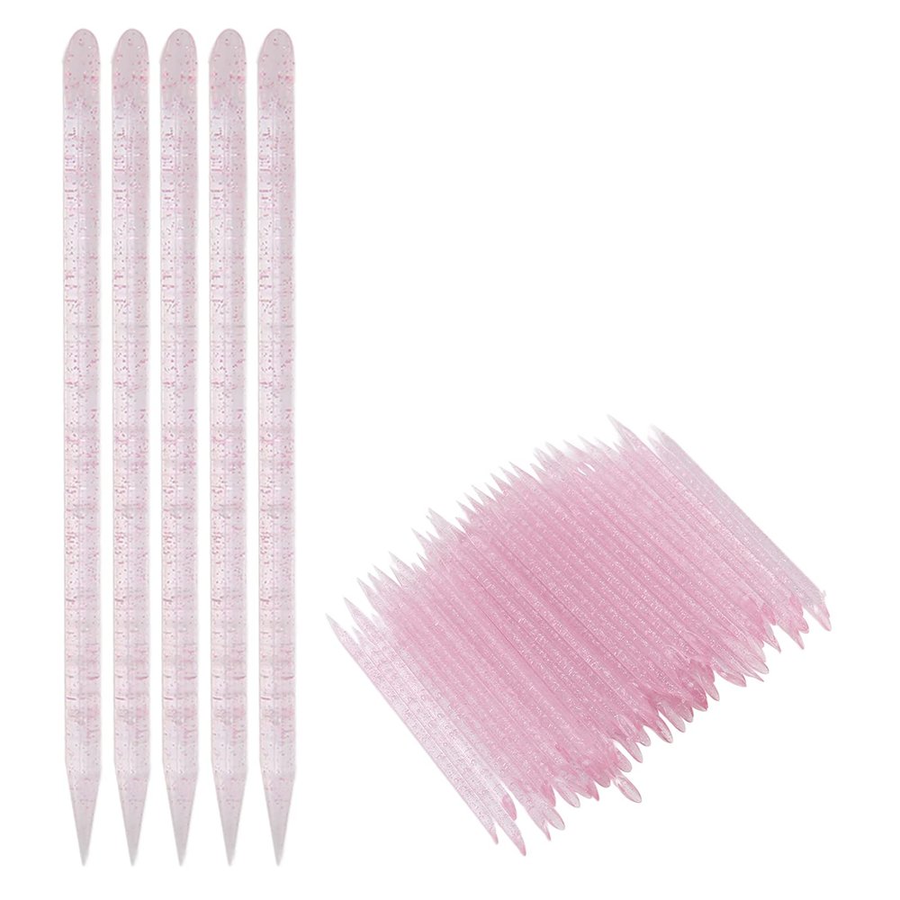 Disposable Nail Cuticle Pusher Sticks, 100pcs Nail Cleaning Stick for Manicure Pedicure, Pointed Tips for Cleaning Cuticle, Beveled End for Nail Removal (Pink)