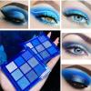 9 Colors Blue Eyeshadow Palette, Glitter Shimmer Matte Neutral Shades, High Pigmented Waterproof Grey Light Blue Eyeshadow, Shimmer Bright Sombras De Ojos for Daily and Party Makeup view 2