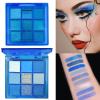 9 Colors Blue Eyeshadow Palette, Glitter Shimmer Matte Neutral Shades, High Pigmented Waterproof Grey Light Blue Eyeshadow, Shimmer Bright Sombras De Ojos for Daily and Party Makeup view 4