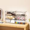 6 Pack Clear Stackable Storage Drawers,12"W Large Bathroom Makeup Organizer and Pen,Sunglass,Medicine,Baby Bottle Organizer,Plastic Pull Out Storage Bins for Desk,Under Cabinets,Vanity Countertop view 2