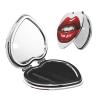 VTCTOASY Travel Makeup Mirror Portable Compact Mirror Cute Graphic Red Lips Makeup Mirror Double-Sided Pocket Mirror Magnifying 1x/2x PU Leather Travel Mirror for Daily Work Business Heart Shape view 1