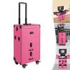 YUMIONB Makeup Case, 110.23 Lbs Load-Bearing Capacity Freestanding Makeup Train Case Lockable Cosmetology Case with 4 Universal Wheels and 2 Keys for Wedding Makeup Scenarios, Outdoor Shooting view 4