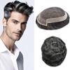 Healthlif Toupee For Men Hair Piece Swiss Lace Hair Pieces For Men European Human Hair Replacement System For Mens Toupee Mens Hair System6X8 Medium light density #1B40 1B# OFF BLACK+40% GREY view 1