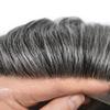 Healthlif Toupee For Men Hair Piece Swiss Lace Hair Pieces For Men European Human Hair Replacement System For Mens Toupee Mens Hair System6X8 Medium light density #1B40 1B# OFF BLACK+40% GREY view 3