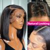 LAB HAIRS 12 Inch Blunt Cut Style Short Bob Wig 13x4 Transparent Lace Front Wigs Human Hair Natural Black Straight Bob Wig 150% Density Pre Plucked for Black Women view 2