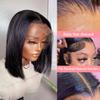 LAB HAIRS 12 Inch Blunt Cut Style Short Bob Wig 13x4 Transparent Lace Front Wigs Human Hair Natural Black Straight Bob Wig 150% Density Pre Plucked for Black Women view 4