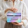 Ioracida Custom Name Makeup Bag, Personalized Capacity Travel Toiletry Cosmetic Bag for Women, Customized Makeup Bag Organizer Toiletry Bag Vanity Bags Gifts for Girls, Rainbow Glitter Theme view 2