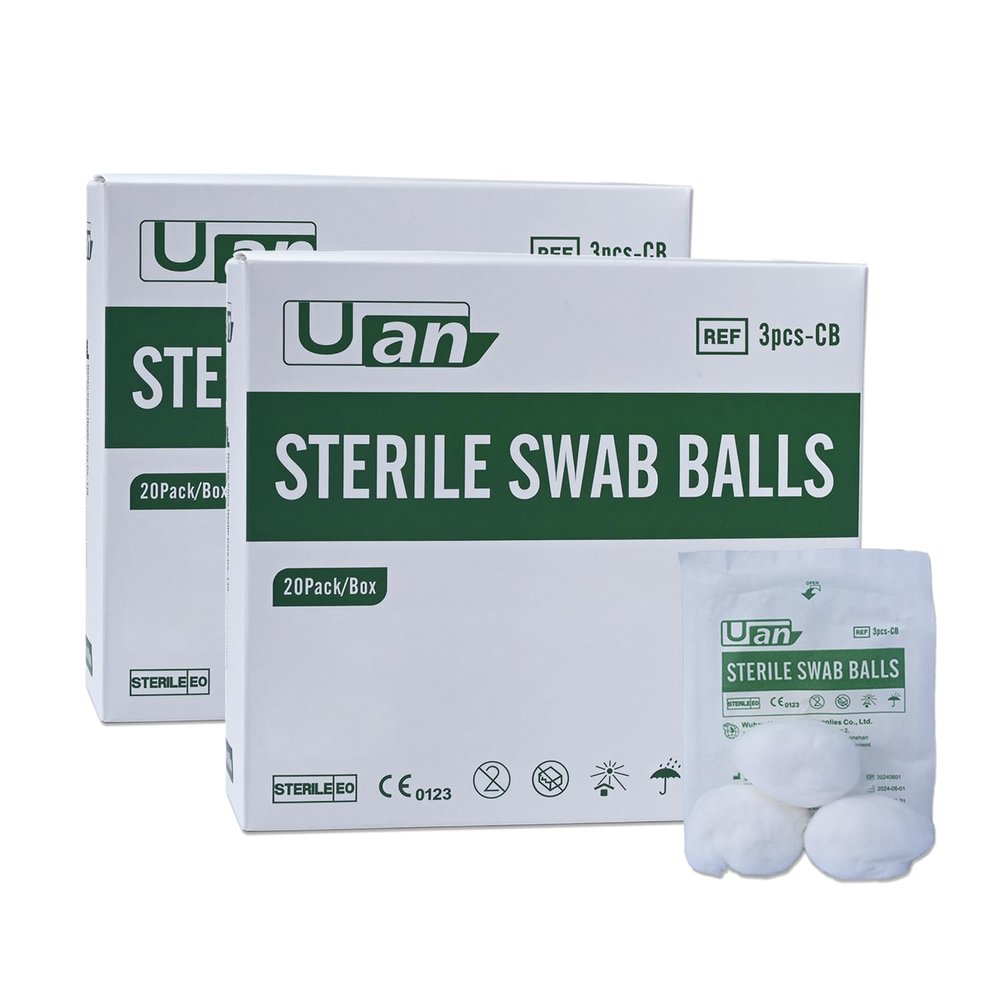 Cotton Balls Sterile  Gentle and 100% Pure Cotton, Ideal for Makeup and Sensitive Skin, Individually Packaged (120 Count)