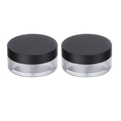 ASAKKURA 2pcs Round Makeup Loose Powder Container Elastic Mesh Puff Case Leakproof Travel for Daily Use