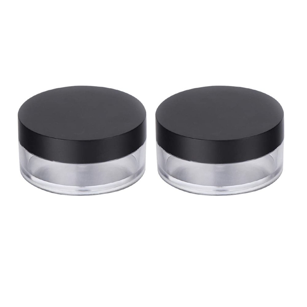 ASAKKURA 2pcs Round Makeup Loose Powder Container Elastic Mesh Puff Case Leakproof Travel for Daily Use