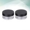 ASAKKURA 2pcs Round Makeup Loose Powder Container Elastic Mesh Puff Case Leakproof Travel for Daily Use view 4