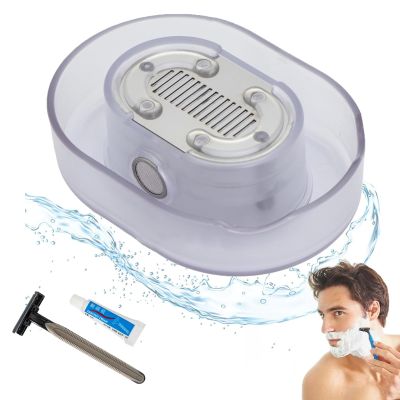 1 Pack Razor Rinser, Manual Push-Type Razor Rinser, Shaving Razor Rinser Cleaner, Clean Your Razor Efficiently, Save Water, and Ditch The Sink, with 1 Shaver and 1 Shaving Cream (Clear)