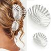 BARTOSI Shell Claw Clips Silver Hair Clip Seashell Hair Claw Clips for Thick Hair Fashion Hair Accessories for Women and Girls (Pack of 2) view 1