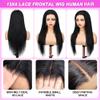 Mysyty Skin Straight 13x4 Real Human Hair Wig with Baby Hair for Women Straight HD Transparent Lace Frontal Wigs Human Hair Pre Plucked Glueless Wigs Natural Black Color 28 Inch 180 Density view 4