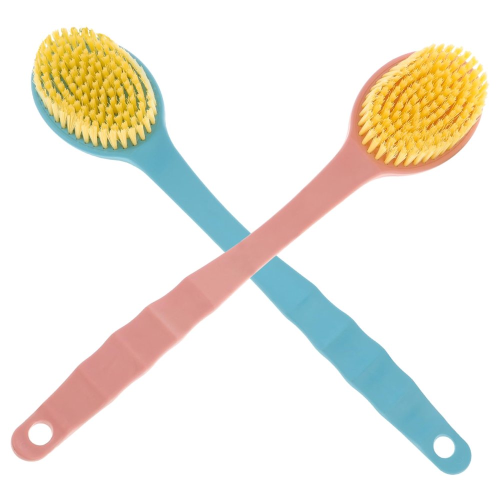 ADOCARN 2pcs Bathing Accessories Back Scrubbers Long Handle Shower Bath Brush for Body Cleaning