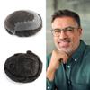 Swiss Lace Toupee for MenEuropean Humanhair Replacement System Lace Front Men ToupeeHairpiece. (320# Dark Brown with 20% Grey, 7x9"-100% Light Med-Light Density) view 1