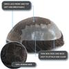 Swiss Lace Toupee for MenEuropean Humanhair Replacement System Lace Front Men ToupeeHairpiece. (320# Dark Brown with 20% Grey, 7x9"-100% Light Med-Light Density) view 4