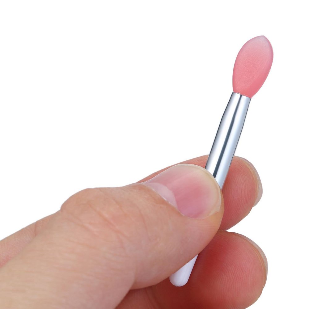 Lip Applicators Disposable, Silicone Lip Brushes, Black, White, Pink with 10 Silicone Lip Brush and 2 Antilost Cover Lip Applicators Silicone Lip Applicator for (Pink)