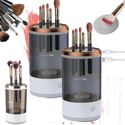 Beauty Swirl Cosmetic Brush Cleaner, The Cozy Luna Brush Cleaner, Cosmetic Brush Cleaner, Electric Makeup Brush Cleaner Machine, Automatic Makeup Brush Cleaner, Fits All Brush Sizes (Black*2)