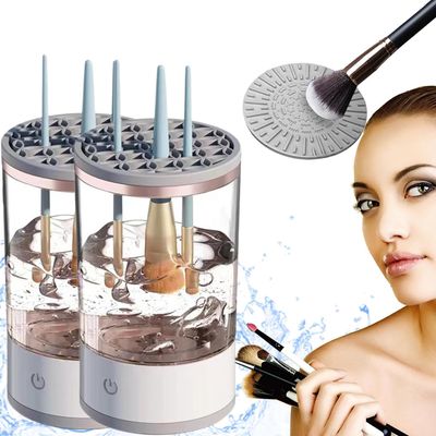 Beauty Swirl Cosmetic Brush Cleaner, The Cozy Luna Brush Cleaner, Cosmetic Brush Cleaner, Electric Makeup Brush Cleaner Machine, Automatic Makeup Brush Cleaner, Fits All Brush Sizes (Transparent*2)