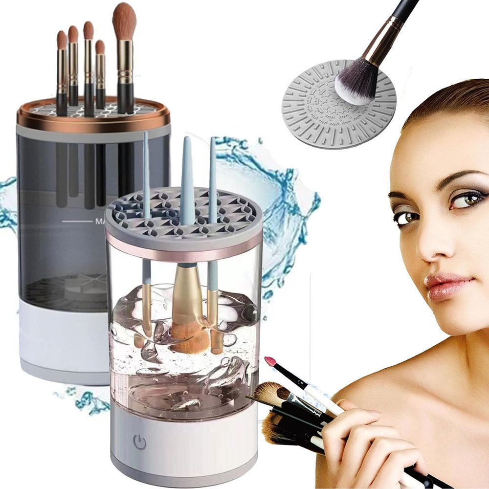 Beauty Swirl Cosmetic Brush Cleaner, The Cozy Luna Brush Cleaner, Cosmetic Brush Cleaner, Electric Makeup Brush Cleaner Machine, Automatic Makeup Brush Cleaner, Fits All Brush Sizes (Mix)