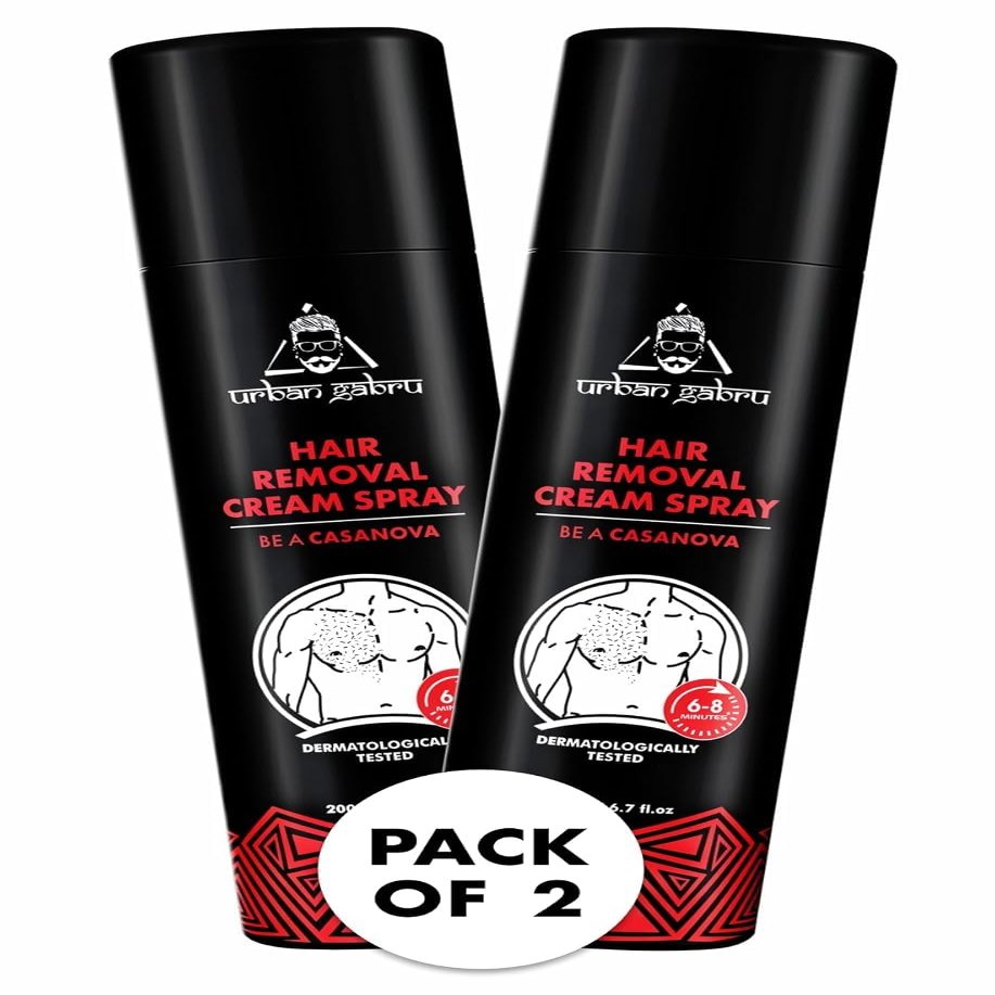 u.. rb.. a.. n. ga.. b.. r, u Men Hair Removal Cream Spray (200 Ml x 2) Painless Body Hair Removal Cream Spray For Chest, Back, Legs & Under Arms (200.00 Ml (Pack Of 2), White)