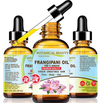 Botanical Beauty Frangipani Oil 100% Natural 2 Fl. oz - 60 ml Frangipani Essential Oil for FACE, Skin, Body, Hair, Nails Beauty Oil, Skin Moisturizer Oil, Nourishing Oil, Perfume, Soap Making