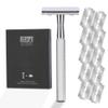 KEROPY Single Blade Safety Razor With 10 Premium Stainless Steel Blades Double Edge Safety Razors For Men, Smooth Wet Shave Experience, Glossy Silver view 1
