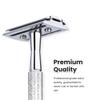 KEROPY Single Blade Safety Razor With 10 Premium Stainless Steel Blades Double Edge Safety Razors For Men, Smooth Wet Shave Experience, Glossy Silver view 2