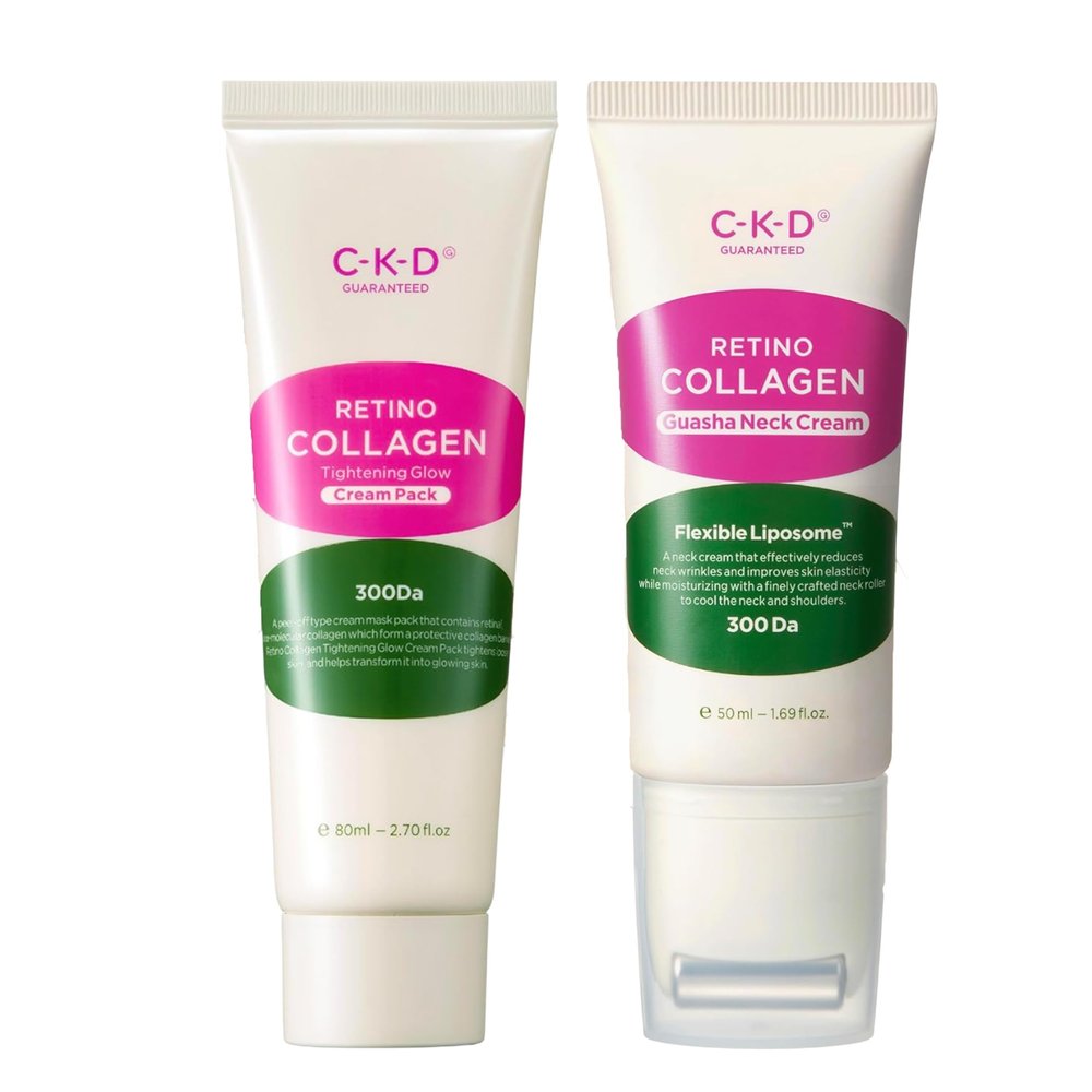 CKD Retinol Collagen Neck Cream & Peel-Off Face Mask Set  Anti-Aging Skincare Duo  Lifts, Firms & Tightens Neck, Jawline & Face  Reduces Wrinkles & Sagging  Korean Skin Care