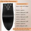 Clip in Hair Extensions Real Human Hair Jet Black Clip ins 16 Inch 7pcs 115g Human Hair Clip in Extensions Straight Hair Double Weft Human Hair Extensions for Women view 3