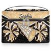 Ioracida Personalized Cheer Makeup Case Custom Cheer Travel Cosmetic Bag Cheerleader Gifts Portable Cheerleading Travel Toiletry Zipper Pouch for Women Vanity Bags with Handle, Light Yellow Glitter view 1